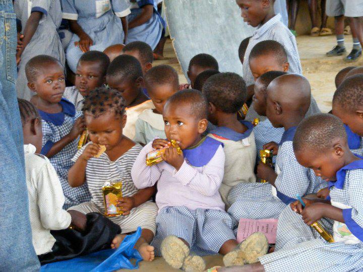 Children at school enjoying a breaktime snack